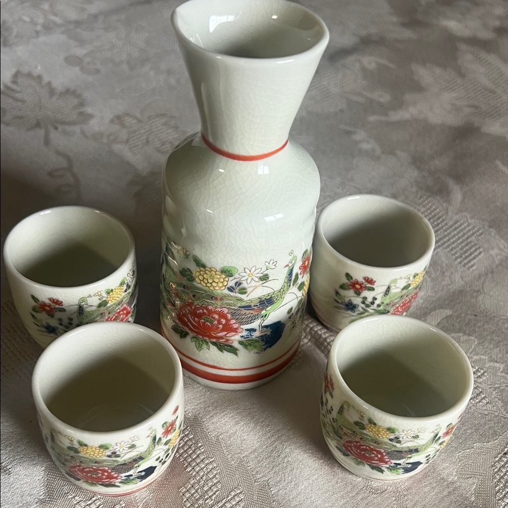 Floral Ceramic Sake Set